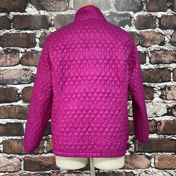Lands' End Puffer Jacket Full Zip Hot Pink Pockets Size Medium M - Picture 8 of 16